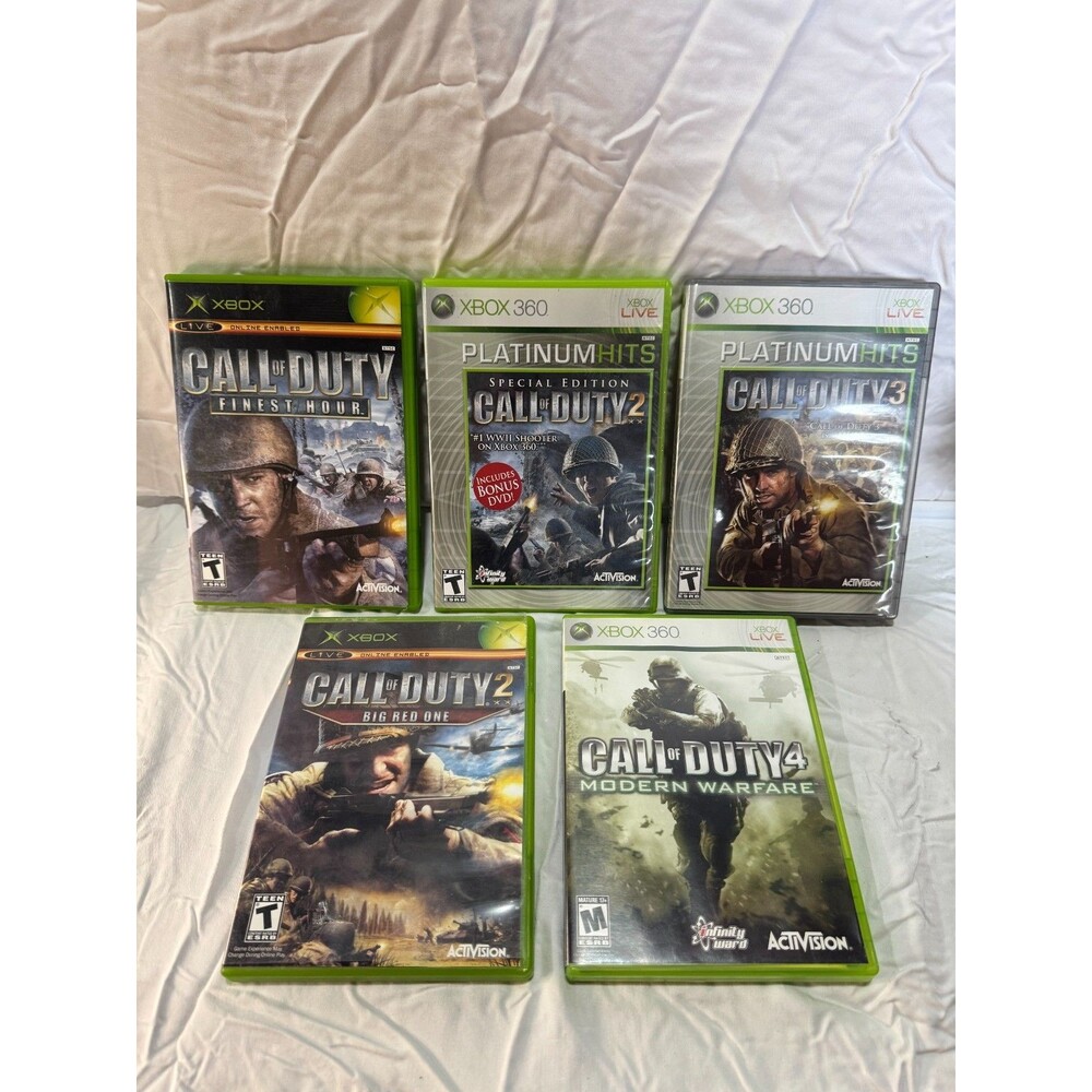 Call of Duty Xbox & Xbox 360 Lot 5 Games COD 2 3 4 Finest Hour Big Red One
